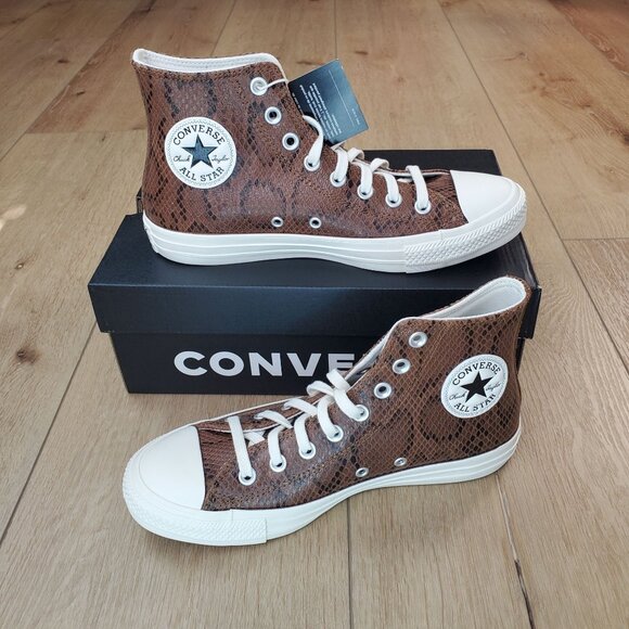 Converse Chuck Taylor All Star Snakeskin Womens Hi Top A13393C Whiskey Brown - Picture 1 of 16